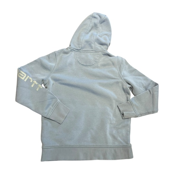 Carhartt Women’s Medium Sky Blue Pullover Hoodie with Arm Logo - Picture 2 of 6